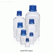 Triforest® Sterile PETG Square / Octagonal Media Bottle, 30~2,000㎖In Shrink-Wrap Tray, USP Class VI, -40℃+70℃, <USA-made>, 멸균 PETG 4각 / 8각 메디아 병, 눈금부
