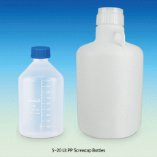 5~20 Lit PP Screwcap Bottle, Carboy, Wide Neck, with Fine Graduation(5Lit)Good Chemical/Heat Resistance, 125/140℃, Autoclavable at 121℃, PP 스크류캡 바틀