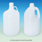 4 Lit Clean-grade and General Purpose Bottle, Temper Evident, HDPE, 10,000-Clean Grade, with ASTM 38-400 ScrewcapGood Chemical Resistance, Can be used with Bottle Top Dispensers, -50℃+105/120℃ Stable, 크린바틀 & 안전바틀