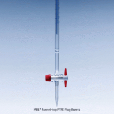 MBL® Funnel-top PTFE Plug Burets, B-class, Blue Enamel Graduation, 10~50㎖Made of Boro-glassα3.3, 1.5mm Bore Tip, 펀넬탑 PTFE Plug 뷰렛