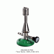 Bochem® “Teclu” Burner, “Adjustable Air-Rate” Fine-Tuning of Gas Flame, 1300℃For Propane-gas, with Needle Valve/Air regulator/Pilot-flame, <Germany-made>, “테크루”버너, Air정밀 조절식
