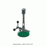 Bochem® Bunsen Burner, with Stopcock / Air Regulation / Pilot-flame, 1300℃For Natural-/Propane-gas, h160×Φ78mm Base/Non-Slip Rubber Coated, <Germany-made>, 분젠버너