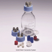 PYREX® GL45 Multi-connection Screwcap, Connection System, For All GL45 BottleWith 2 or 3 Ports, Accommodated 4 Tube Diameters (OD : 1.6, 3.0, 3.2 and 6.0mm), GL45용 4멀티 컨넥터 스크류캡