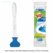 3M® Scotch® Toilet Scrubber, One-touch Exchangeable Head, Easy-to-useWith Refill Replacement Button & PP Anti-slip Handle, Reusable Head Brush, 크린스틱 수세미, 변기청소용