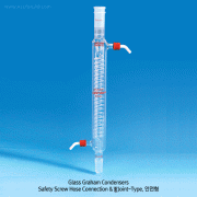 SciLab® Glass Graham Condenser, Safety “Screw-On” PP Connections & JointsWith Interchangeable-Safety PP Screw GL14 Hose Connector and Joint, “Safety-model”, 나사관 냉각기