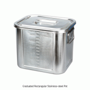 7~24 Lit Graduated Rectangular Stainless-steel Pot, Anti-magnetic Stainless-steel 304With Lid & Handle, Stackable, 눈금부 4각 비자성 스텐 포트