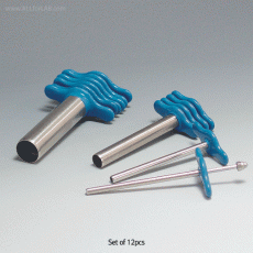 SciLab® Stainless-steel Cork Borer, Set of 12pcs, for Φ5~Φ23mmWith Vinyl-coated Handle, 기본형 콜크보러