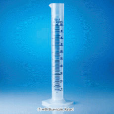 VITLAB® B-class PP Graduated Cylinders, with Raised Blue- & Mould-Scale, 10~2000㎖With Hexagonal Base, 0℃~125/140℃, PP 메스실린더, B급