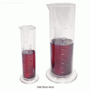 VITLAB® B-class SAN Short-form Graduated Cylinders, Glassy-clear, 25~1,000㎖With Round Base & Raised Scale, -40℃+70℃, 단형 투명 메스실린더, B급