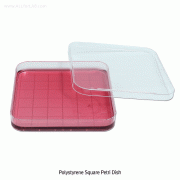 Wisd Square PS Petri Dish, with Grid 18×18mm, Sterile, Non-Pyrogenic, 125×125×h20mmMade of Polystyrene, Crystal Clear, -10℃+70/80℃, 눈금 4각 페트리디쉬
