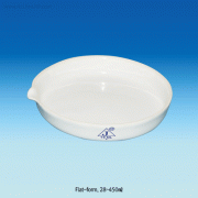 Hi-grade Glazed Porcelain Evaporating Dish, with Spout & Dish Number, up to 1,000℃, 22~8,500㎖Flat-& Deep-form, Acids/Alkalis(except HF) Resistance, 자제 증발 접시, 평형 & 둥근 바닥형, 유약처리