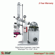 SciLab® 50 Lit Digital Rotary Evaporator “WiseVaporTM Ev-1050”, Large Capacity, Vertical Type, with Electric & Manual Lift BathWith Digital Controlled Stainless-steel Bath 99℃, 20~110 rpm, 19 Lit/h, Cooling Surface 14,500 cm2, 대용량 회전식 증발 농축기