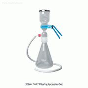 TJV® Filtering Apparatus Set, with Filter Flask, 300㎖/Φ47 & 500㎖/Φ60Ideal for Strong Solvents & HPLC media, with All Glass & PTFE disc holder, 300 / 500㎖ 여과장치세트