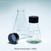 Pyrex® 5~3,000㎖ PBT Screwcap Erlenmeyer Flask, with PTFE Faced LinerGood for Culture Media, Boro-glass 3.3, Autoclavable, <UK-made>, 스크류 캡 삼각플라스크