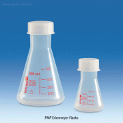 VITLAB PMP Erlenmeyer Flask, with Wide-neck, Screwcap & Red-scale, 50~1,000㎖Ideal for Receiving Vessel, DIN/ISO, 0℃~150/180℃, <Germany-made>, PMP 스크류 캡 삼각 플라스크