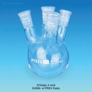 DURAN glass 4 & 5× Joint Neck Round Bottom Flask, 250~5,000㎖With Joint, 20° Angle or Vertical Side Necks, Boro-glass 3.3, 4 & 5 구 플라스크