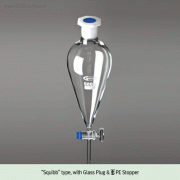 “Pear”&“Squibb” Separatory Funnel, with PE Stopper, 50~2,000㎖With PTFE- or Glass- Plug, Borosilicate Glass 3.3, 분액깔때기“- 피어형”과“ 스퀴브형”