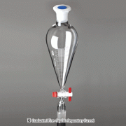 Graduated Fine-Squibb Separatory Funnel, with 24/40 or 29/32 Cone, 50~2,000㎖With PTFE-Plug & PE Stopper, Borosilicate Glass 3.3, 눈금부 정밀형“ 스퀴브” 분액깔때기