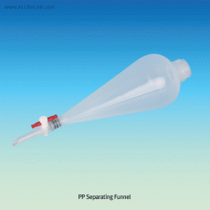 PP Separating Funnel, Good for Strong Acid, Chemical-Inert, 100~500㎖With PTFE Plug & Screwcap, Autoclavable, －10℃+125/140℃, PP 분액 깔때기