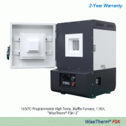 “WiseTherm® FSK” 1,650℃ Programmable High-Temp muffle furnace, Exposed Heating Elements-typeWith MoSi2 Heater, Digital PID Control, Short Heat-up Time, 2-Side Heating, without Ceramic Fiber Plate, 1.9~11 Lit고온 디지털 전기로, 디지털 PID 컨트롤 시스템, 2면 가열 방식