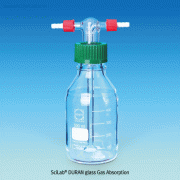 SciLab® DURAN glass Filtered Gas Absorption/Washing Bottle, Graduation, 250~1,000㎖With Safety GL Screw System & PTFE/Silicone O-ring, Autoclavable, 필터/눈금부 안전 가스 흡수·세척 병