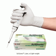 SciGlovesTM Light-weight Latex Exam Glove, Powder Free, Textured, L240mmWith Light-Weight, Premium Grade AQL 1.5, Light-weight 라텍스 실험장갑, 엠보싱 처리