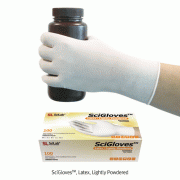 SciGlovesTM Latex Exam Glove, Lightly Powdered, Smooth, L240mmWith Soft Grip, Premium Grade AQL 1.5, 라텍스 실험장갑, Powder 처리