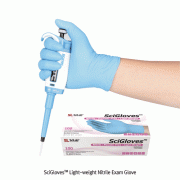 SciGlovesTM Light-weight Nitrile Exam Glove, Powder-Free, Finger Textured, L240mmWith Light Blue-color, Premium Grade AQL 1.5, Light-weight 니트릴 실험장갑