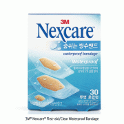 3M Nexcare First-aid/Clear Waterproof Bandage, Against Water·Dirt·Germs, PUFor Prevent Infection, Breathable, Outstanding Flexibility & Stretch, 일반용 숨쉬는 방수 밴드