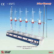 SciLab® Analog Aluminum-case Multi Heating Mantle, with 3 & 6 Places, 450℃, with Certi. & TraceabilityWith Glassware Supporting Rod & Clamp, Ideal for Extraction·Reflux·Distillation Applications, Lower Profile, 250~1,000㎖3 & 6구 멀티 히팅맨틀, 추출/증류용에 적합, 조절기 내장