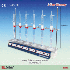 SciLab® Analog Aluminum-case Multi Heating Mantle, with 3 & 6 Places, 450℃, with Certi. & TraceabilityWith Glassware Supporting Rod & Clamp, Ideal for Extraction·Reflux·Distillation Applications, Lower Profile, 250~1,000㎖3 & 6구 멀티 히팅맨틀, 추출/증류용에 적합, 조절기 내장