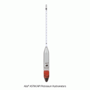 Alla® ASTM/API Petroleum Hydrometer, “D029”Without Thermometer, API Gravity, -1~91°, 0.1°, L335mm, ASTM/API 석유 비중계