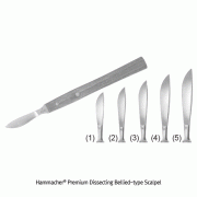 Hammacher® Premium Dissecting Bellied-type Scalpel, with Wooden Handle, L129~156mmFor Lab, Stainless-steel 420, <Germany-made>, 프리미엄 해부 메스, 독일제, 비부식, 랩용