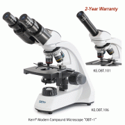 Kern® Modern Compound Microscope “OBT-1”, Monocular & Binocular, with 1W LED illumination, 40× ~ 1000×With 360°Rotatable Tube, Diopter Adjustment, Finite Optical System, Rechargeable batteries, 고급 교육용 생물 현미경