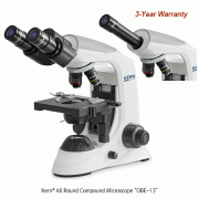 Kern® All Round Compound Microscope “OBE-13”, Monocular & Binocular, with 3W LED illumination, 40× ~ 1000×With Butterfly Tube, 1.25 Abbe Condenser, Fully-equipped Mechanical Stage, 다용도 생물 현미경