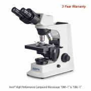 Kern® High Performance Compound Microscope “OBF-1” & “OBL-1”, Pre-centered, Koehler illumination, 40× ~ 1000×With 3W LED illumination, Butterfly Tube, 1.25 Abbe Condenser, Fully-Equipped Mechanical Stage, 고성능 연구용 생물 현미경