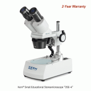 Kern® Small Educational Stereomicroscope “OSE-4”, Fixed Eyepieces, Robust & Stable, 20×, 40×With Pillar Style Stand with 0.21 W LED illumination, Frosted Glass/Black-White Stage Plate, 교육용 실체 현미경