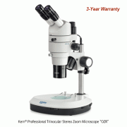 Kern® Professional Trinocular Stereo Zoom Microscope “OZR”, with Parallel Optics System, 8×~ 50×With Pillar Style Stand, 3 W LED Reflected and Transmitted illumination, 전문가용 실체 현미경