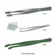 Cover Glass Forceps, High Grade Stainless-steel & PTFE-coated, L105mmWith Straight & Bent-Types, 6mm Tip-wide, 커버글라스 포셉/핀셋, 비자성/비부식