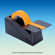 SciLab® Unique Black Write-On Label Dispenser, for Label Tape, S·M·L-sizeWith Smooth Writing Platform and Serrated Cutting Edge, Stable Footprint, 라벨 디스펜서