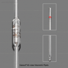 Glassco® AS-class Volumetric Pipets, with Amber-stain Graduation, 0.5~100㎖with Individual Work- or Batch- Certificate, DIN/ISO, 1 mark, ISO표준 AS급 볼류메트릭/홀 피펫