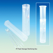 PP Pipet Storage/Sterilizing Box, Adjustable in Length, Φ65mmWith Telescopic Screw Closure, -10℃+125/140℃, PP 피펫 보관 / 멸균통