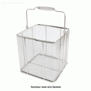 SciLab® Tetragonal Stainless-steel Wire Basket, with Folding Handle, 2.7~27LitFor Cleaning·Storage·Transfer, 스텐선 바스켓