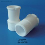 Accessory NPT-PTFE Screw Standard Taper Socket Joint for PTFE Reactor LidsSuitable for “ASTM & DIN” Cone Jointware, <UK-made>, PTFE 반응조 뚜껑용 NPT스크류 표준 소켓 조인트