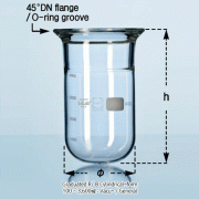 Graduated 100~10,000㎖ DURAN-glass Vacuum / Pressure Vessel, with 45°DN-flange/O-ring GrooveWith Perfect Compatibility, 0.5~2.5 bar, 눈금부 환저 진공 / 압력 반응 베셀, O-링 홈부, 완벽한 호환성 표준화 규격