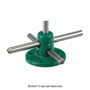 Bochem® 3-way Lab-frame Foot, Tempered Cast Iron, Φ80×h41mm, for Lab-FramesSuitable for Φ12mm Pipe & Rod, <Germany-made>, 프레임 다리(풋)