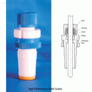 Joint-Screw-NPT-PTFE/PEEK High-class Vacuum Stirrer Guide, with ASTM/DIN Glass Cone Joint, for Φ8~16mm ShaftIdeal for Middle/Low-Vacuum, 500/800rpm, Chemically Inert, -200℃+280℃ Stable, <UK-made>, 고품질 진공 교반 씰