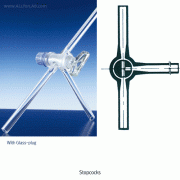 DURAN®&Witeg® Stopcock, 3-way T-bore, Boro-glass 3.3, DIN/ISO, <Germany-made>, 3방 콕