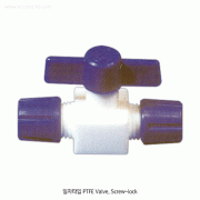 Cowie® PTFE Stopcock, with Screw-locking systems, for Vacuum(5mmHg)/Pressure(1bar)Good Chemical/Corrosion Resistance, for Tubing and Hose, <UK-made>, PTFE 밸브/콕, Screw식