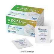 MediTop Disposable Ethanol Swab, for Skin Disinfection, 30×30 & 40×40mm, MedicaluseWith 78.85% Ethyl Alcohol, 일회용 에탄올 스왑, 멸균/비멸균 소독솜